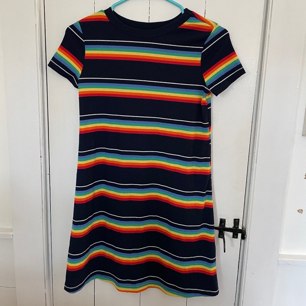 Juniors rainbow striped dress xs